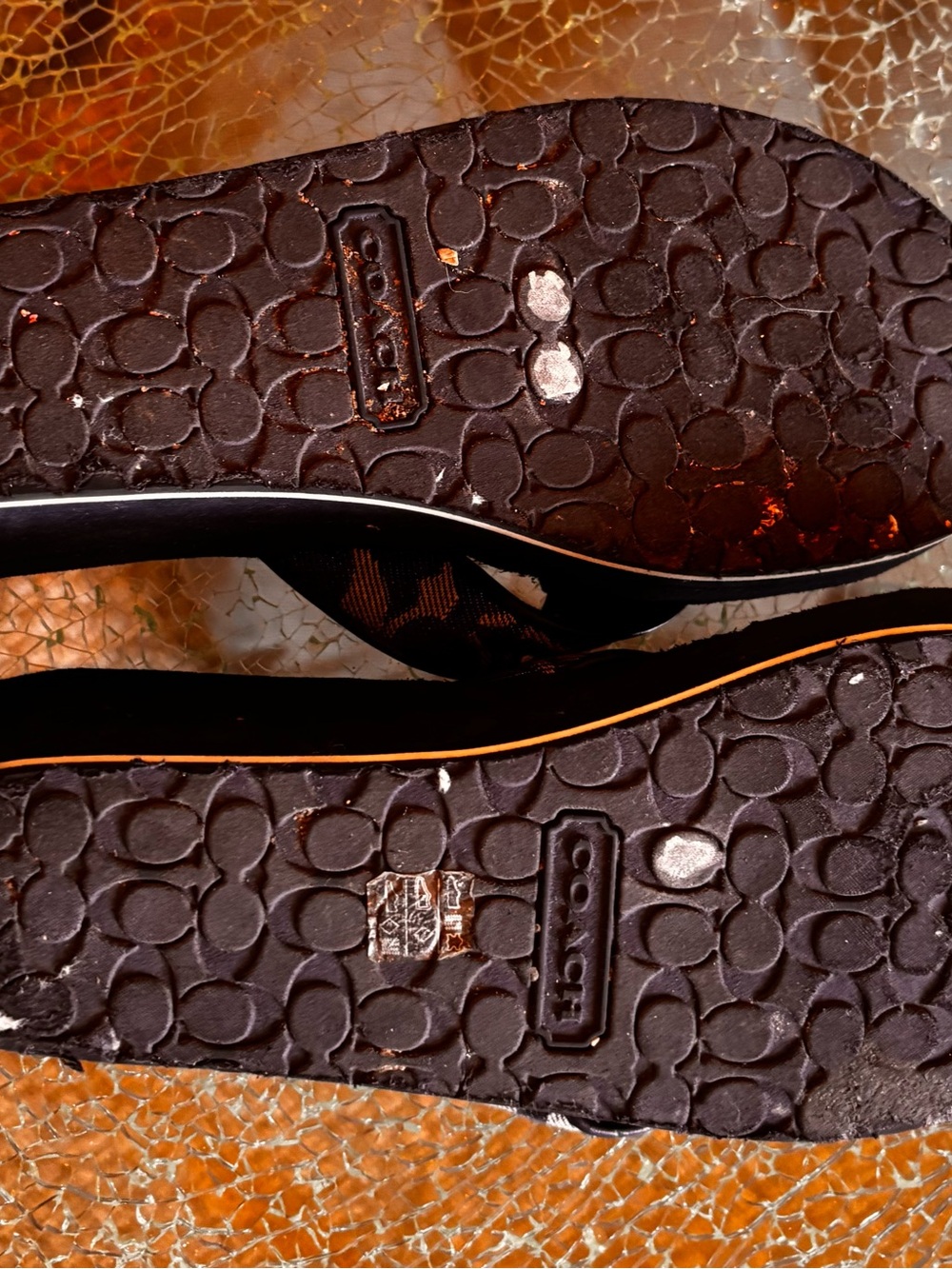 Coach Navy blue Monogram Canvas Thong wedge Sandals eu size 38 US size 7.5-8 - Picture 5 of 8